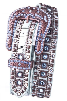 RHINESTONE STUDDED LEATHER BELT
