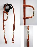 One-ear headstall w silver pipes/rawhide