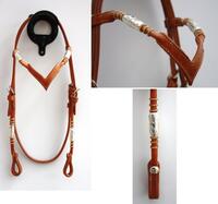 Headstall silver pipes/rawhide, V browband